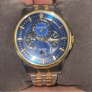 Citizen Calendrier Moon phase Men’s Eco-Drive Blue and Gold Watch